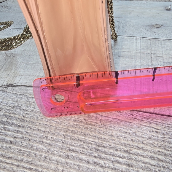 CHARMING CHARLEY PINK PATENT SHINY SMALL BAG RHINESTONE CLASP CLOSURE - Picture 9 of 10